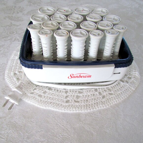 HOT ROLLERS, SUNBEAM 20-CURLER SET, NON-TANGLE DESIGN w LONG CORD + CLIPS, EUC - Picture 3 of 5